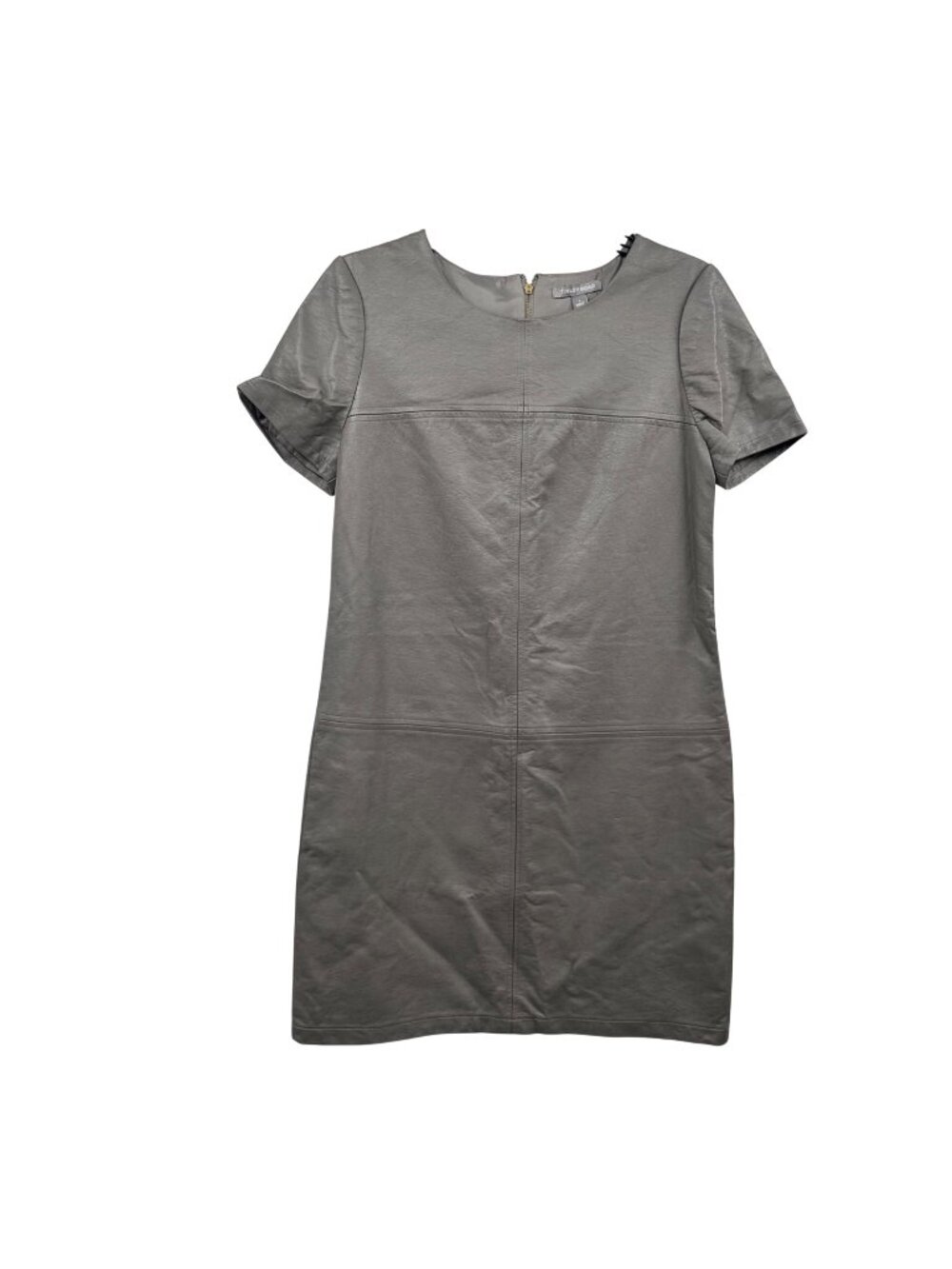 Tinley Road Faux Leather Sheath Dress Gray Short Sleeve Womens Size Small Zip